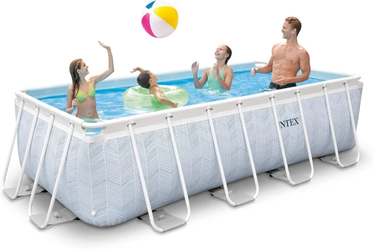 26780NP - Kit Piscine Tubulaire rectangulaire Chevron (L) 4,00 x (l) 2,00 x (h) 1,00m