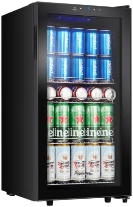 Réfrigérateur à boissons KRC-86GE avec panneau de commande tactile, zone de refroidissement 3-18°C, réfrigérateur à bouteilles 86 litres, éclairage intérieur LED bleu, 41 dB