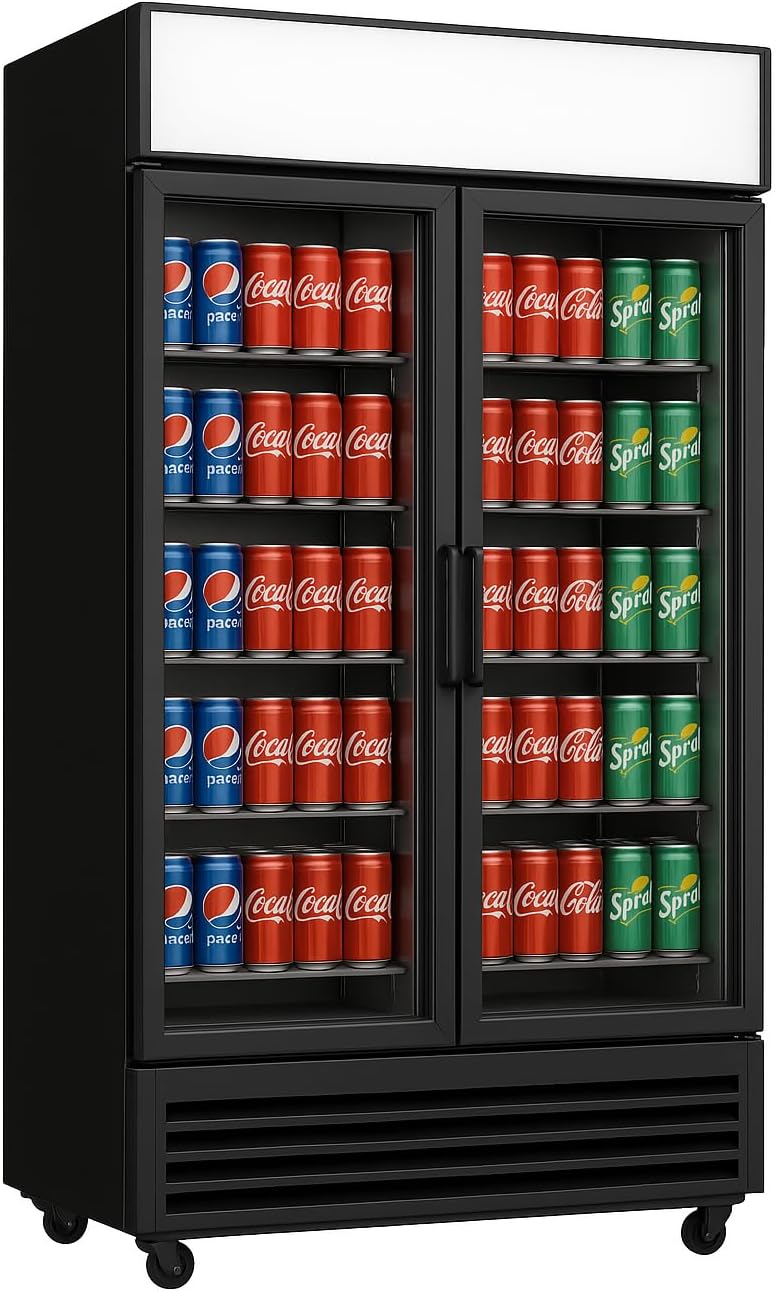 Générique Armoire à Boissons Professionnelle Réfrigérée - 2 Portes Vitrées - 568 Litres - Éclairage LED - Canopy Publicitaire - Température +2°C à +10°C