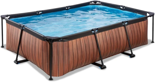 Piscine en Bois - 220 x 150 x 65 cm - Rectangulaire et compacte - avec Pompe à Filtre à Cartouche - Facile d'accès - Convient pour Les Tout-Petits - Cadre Solide - Design Unique - Marron 220 x 150 x 65 cm Marron