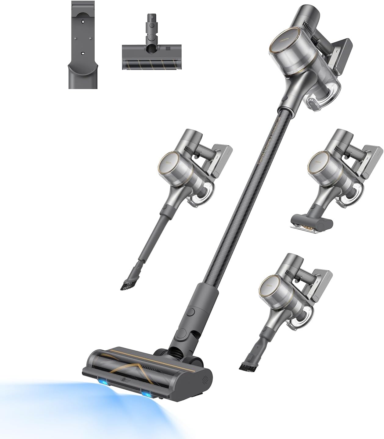 R20 Aspirateur Balai sans Fil puissante de 190AW, Autonomie 90min, Détection de saleté, Affichage LED, Lumières Bleues,Design Anti-emmêlement, Nettoyage de Maison,Poils et Tapis