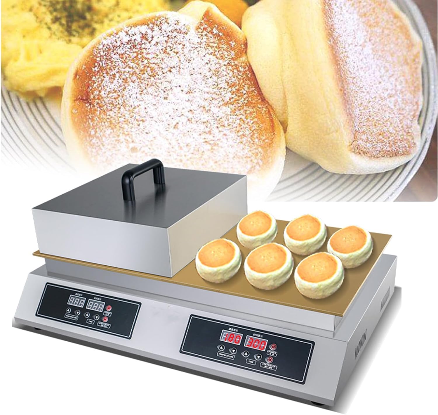 ZYLDDS Machine à Soufflé électrique, Crêpière Japonaise avec Plaque Chauffante en Cuivre De 6 Mm Et Contrôle De La Température/du Temps, pour Restaurants, Boulangeries, Magasins De Desserts,B