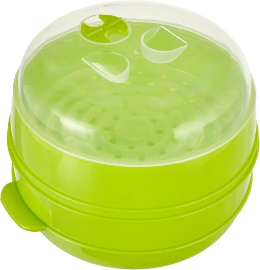 Cuiseur-Vapeur Double Codowave pour Micro-Ondes, Cuisson Saine et Rapide, 2 Compartiments, Design Innovant, Polypropylène, Vert, 22 x 12/17 cm Double vapeur