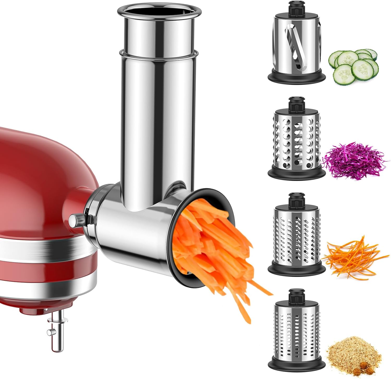 Râpe-légumes en Acier Inoxydable Accessoire pour Kitchenaid, Râpe à Fromage/Découpe pour Kitchenaid Accessoire, Avec Quatre Lames en Inoxydable