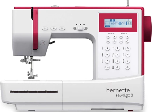 Bernette Sew&GO8 Machine à coudre ordinateur avec 197 programmes de couture, bras libre, écran multifonction, couture, patchwork, matelassage, White Unique