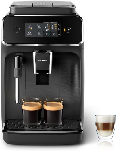 Philips Série 2200 Machine Expresso Automatique - 2 Boissons, Mousseur à Lait Classique, Écran Tactile, Broyeur Céramique, Aroma Seal, Noir Mat (EP2220/10) 2 Boissons Mousseur à lait classique