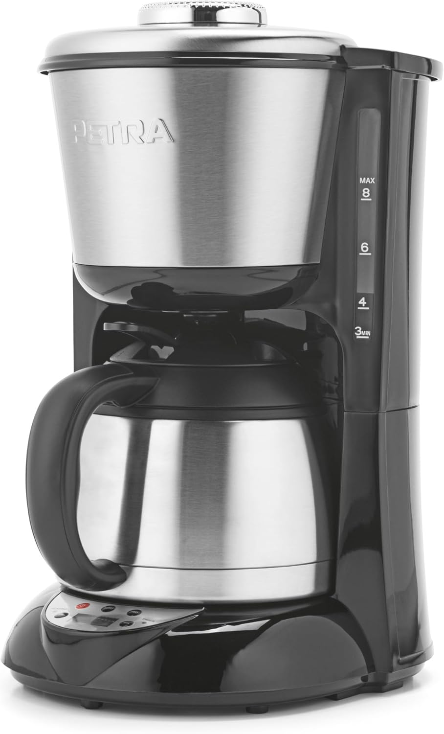 Cafetière Filtre Programmable 800W, Cafetière Isotherme avec Carafe Inox 1L, Machine à Café Goutte-à-Goutte avec Affichage Digital, Contrôle Force du Café, Compatible avec le café moulu Moderne