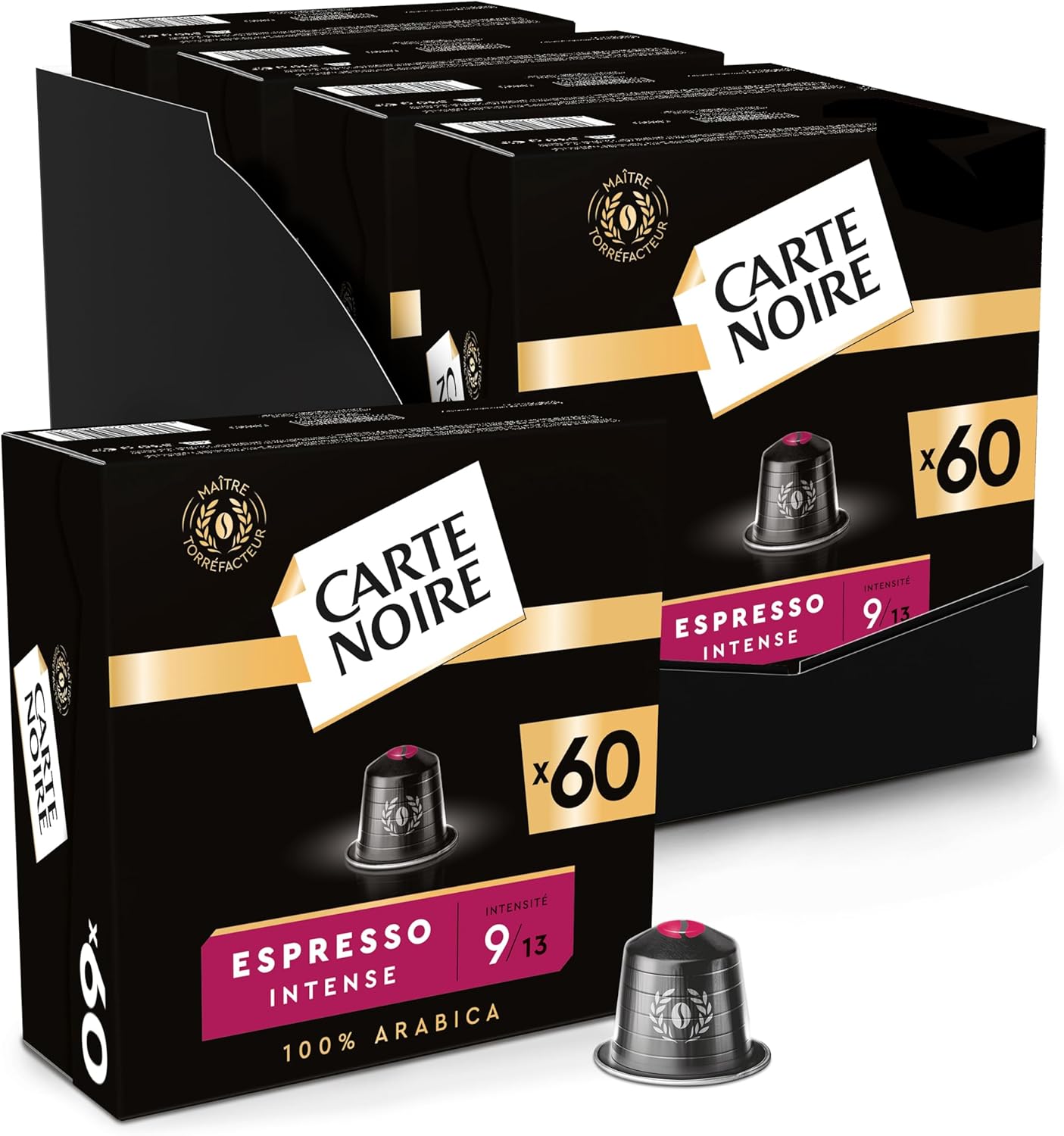 Capsules de Café Espresso Intense N°9 Compatibles Nespresso® - Café Arabica - Lot de 4 x 60 Capsules Aluminium - Fabriqué en France Espresso N°9 - 4 X 60 Capsules