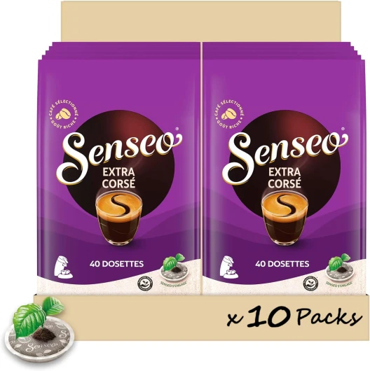 Senseo Café 400 Dosettes Extra Corsé (lot de 10 x 40) 2.77kg SENSEO Extra Corsé 40 unité (Lot de 10)