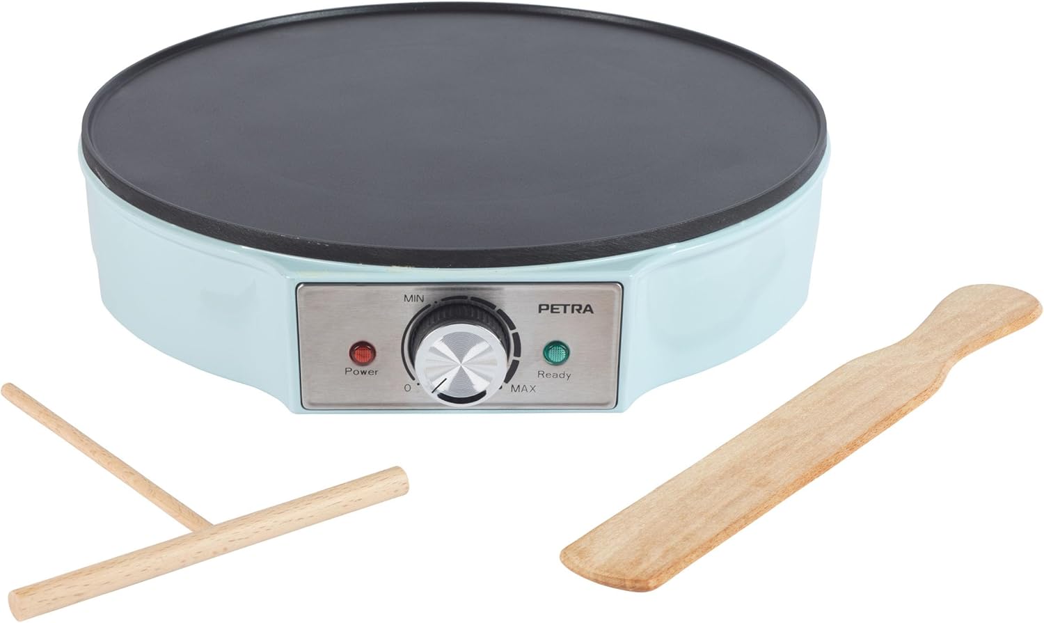 Crêpière Électrique 1200W, Machine à Crêpes avec Plaque Antiadhésive 30cm, Grande Plaque Chauffante avec Température Réglable, Accessoires en Bois Inclus, Garantie 3 Ans
