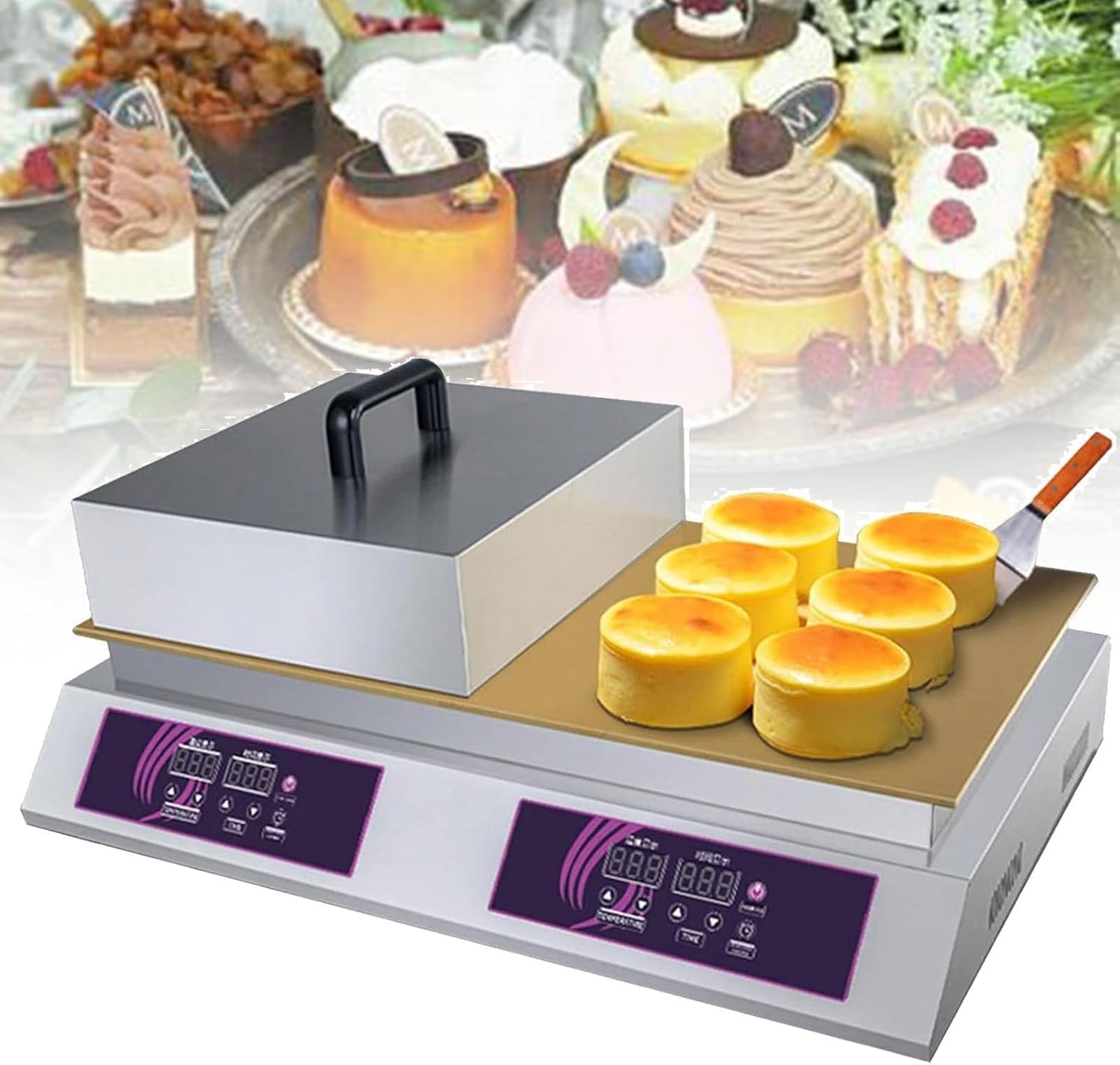 ZYLDDS Machine à Soufflés - Machine à Crêpes Soufflées Japonaise - Machine Dorayaki avec Surface en Cuivre, Machine électrique à Souffler Et à Crêpes Dorayaki, Boulanger,B