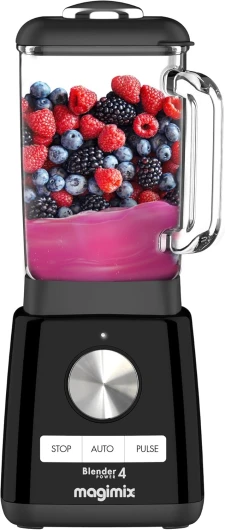 Magimix Blender Power Mixeur Professionnel 4 - Blender Électrique, Hachoir, Mixeur pour Smoothie, Hachoir Robot Multifonction - Bol en verre - Noir
