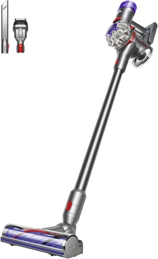 V8 Advanced™ Aspirateur Balai sans Fil – 130 AW, 40 Min d’autonomie, Brosse Motorbar Auto-démêlante, Accessoires combinés, Station Murale, Argent/Nickel