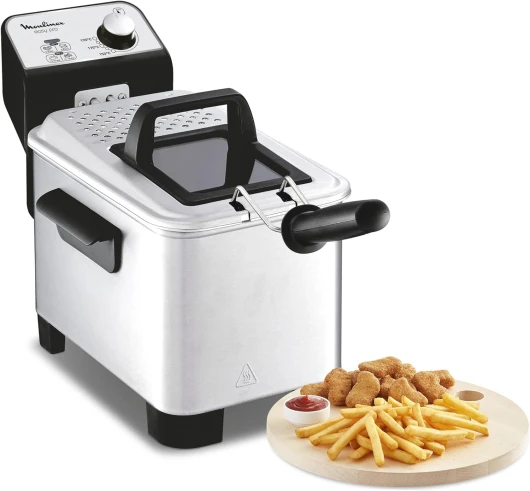 Friteuse à huile semi-professionnelle, 3 L, Résistance immergée, Contrôle de la température, Démontable, Surveillance facile, Position d’égouttage, Easy Pro Premium AM338070