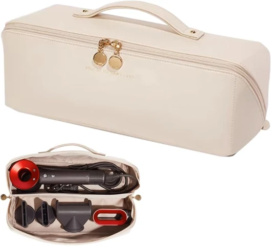 Linpr Rangement Dyson Airwrap, Sac de Voyage pour Dyson Airwrap Styler/Shark Flexstyle/Hair Curler, Étui Dyson Airwrap avec Grande Ouverture, Sac de Rangement de Voyage Portable (Blanc)