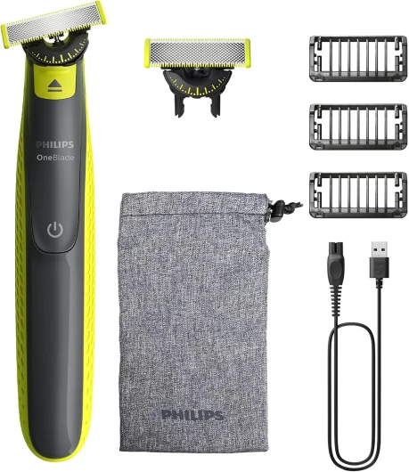 OneBlade 360 Authentique Tondeuse et rasoir à barbe électrique, 2x 360 lames, 3x peignes à barbe (1,3,5mm), QP2724/31