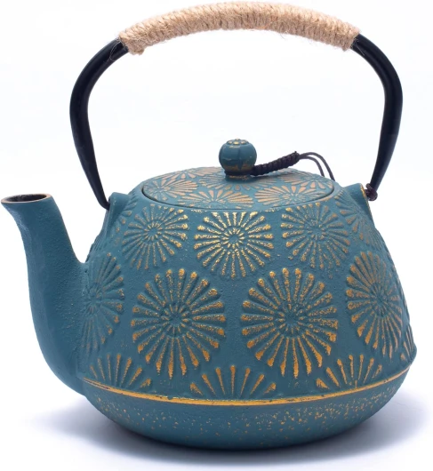 MILVBUSISS Théière en Fonte, Théière Japonaise avec Infuser pour Feuille Libre, Grande Capacité 1200ml Sakura Design Bouilloire à Thé pour Cuisinière Enduite d’Intérieur émaillé, Vert S-vert