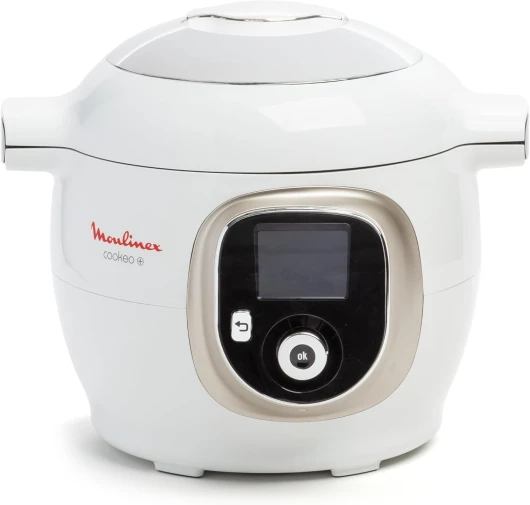 , Cookeo Multicuiseur intelligent 6L, 150 recettes intégrées, Cuisson sans surveillance, Ecran intuitif, Guide de cuisson, Application MyMoulinex, 1600W, Blanc, 15 ans réparabilité 150 recettes 6 L