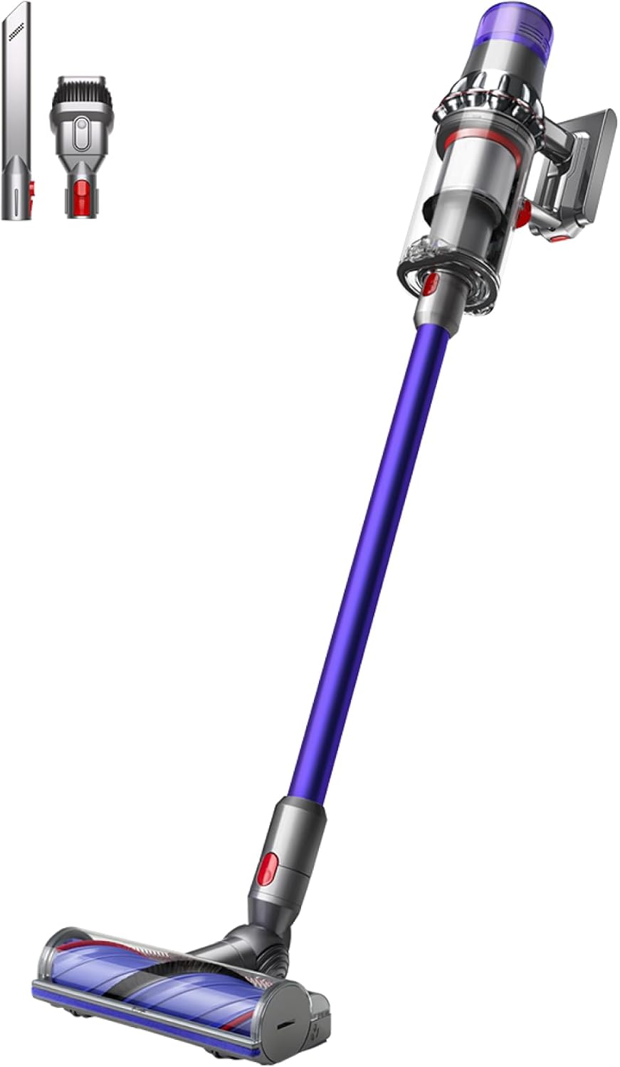 V11 Origin™ Aspirateur Balai sans Fil – 185 AW, 60 Min d’autonomie, Brosse Motorbar Auto-démêlante, 3 Modes, écran LCD, Long suceur, Station Murale, Nickel/Violet