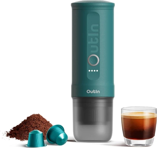 Nano Machine à expresso électrique portable, cafetière de voyage pour camping, cafetière auto-chauffante pour voiture avec USB-C, avec café moulu et capsule NS Sarcelle D'été