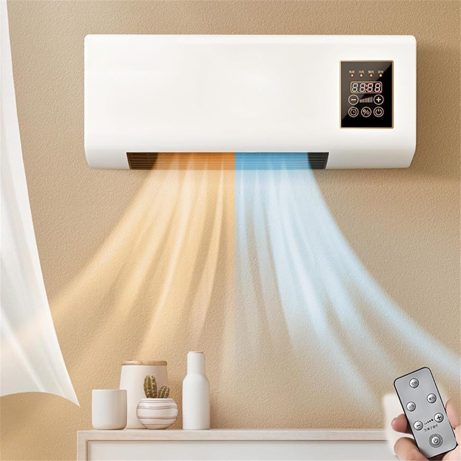 Climatiseur mural avec télécommande - Unité de refroidissement portable pour chambre à coucher, salon, bureau - 55 x 24 x 12 cm - Design efficace et compact