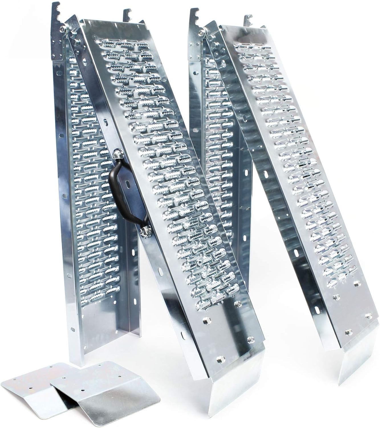 Lot de 2X Rampe de Chargement Pliable 1800 x 225 mm – capacité de Charge Max - 400 kg – Profil à Fentes – en Acier galvanisé – Rampe d'accès Utilitaire Moto ATV Quad remorque