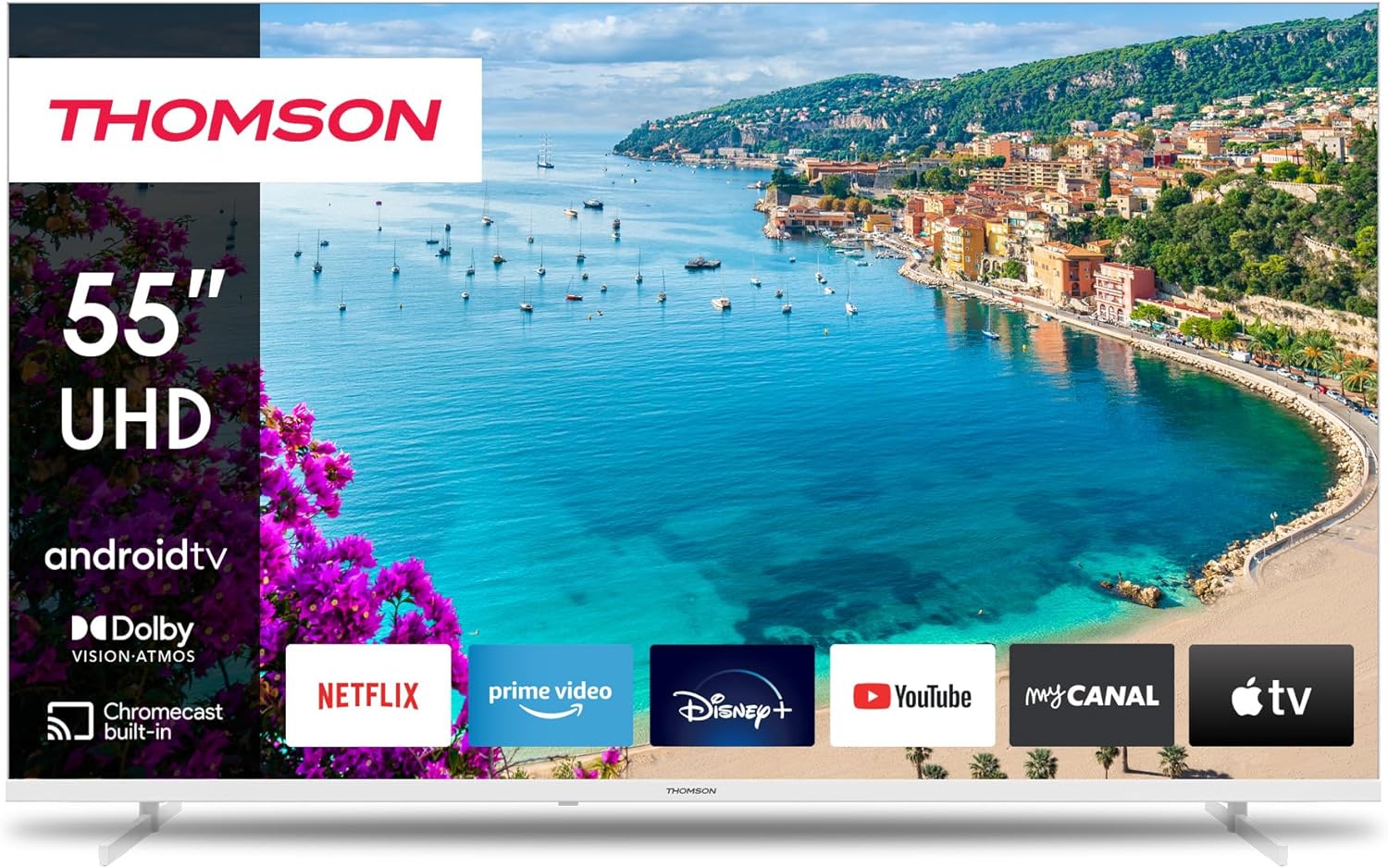 55 Pouces (139 cm) 4K Ultra HD Blanc Smart Android TV, Google Assistant, Wi-FI, Dolby Digital, Bluetooth, Triple-Tuner (Câble/Satellite/Antenne), HDMI, CI+, A+ Panneau – 55UA5S13W Blanc 55 Pouces UHD Android TV