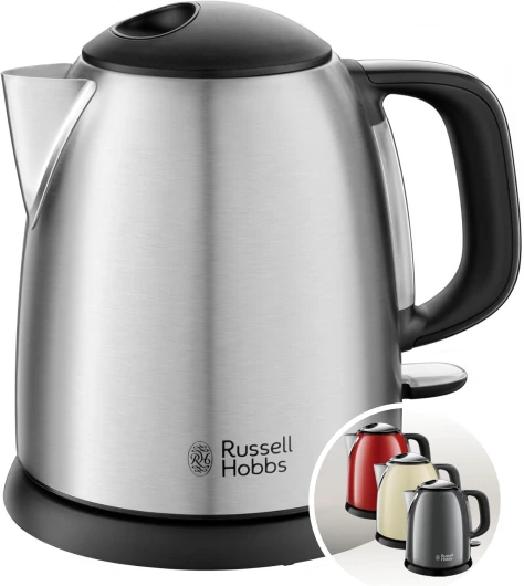 Bouilloire Electrique [Compacte & Elegante] Adventure (1L, 2400W, Ebullition rapide,filtre anticalcaire lavable,Marques pour 1/2/3 tasses, Bec verseur précis,Idéale pour voyage) 24991-70 1 Litres Acier Inoxydable Brossé