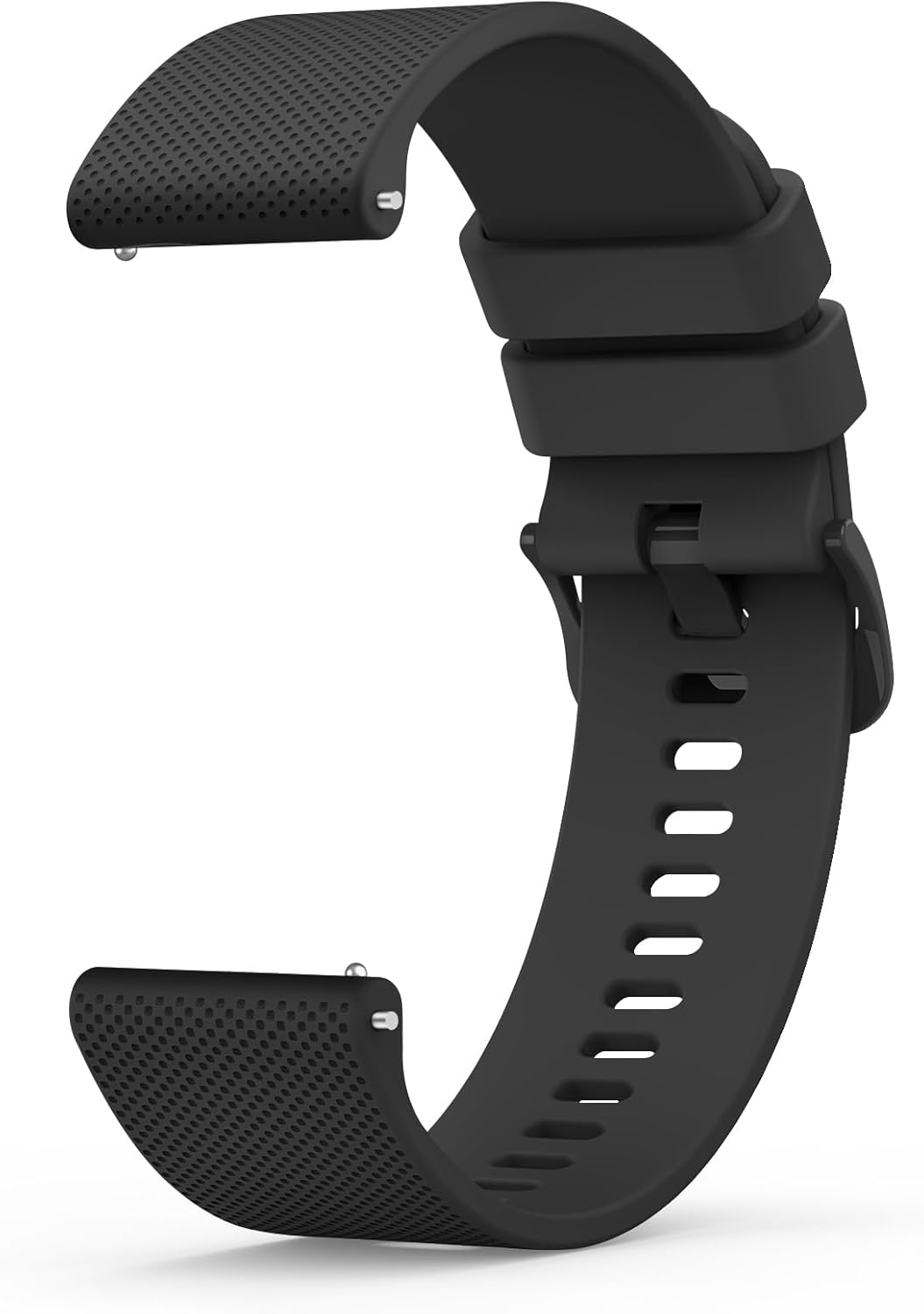 Wanme 20mm Bracelet de Montre en Silicone, Souple Bracelet de Replacement en Dégagement Rapide avec Boucle en Même Couleur Homme Femme 20mm, Noir 20mm Noir