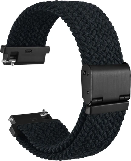 Tressé Bracelet Montre en Nylon pour Homme et Femme, Boucle Réglable, Dégagement Rapide, Sangles Sport Tissées, 18mm 19mm 20mm 21mm 22mm Noir (Boucle Noire) 20mm
