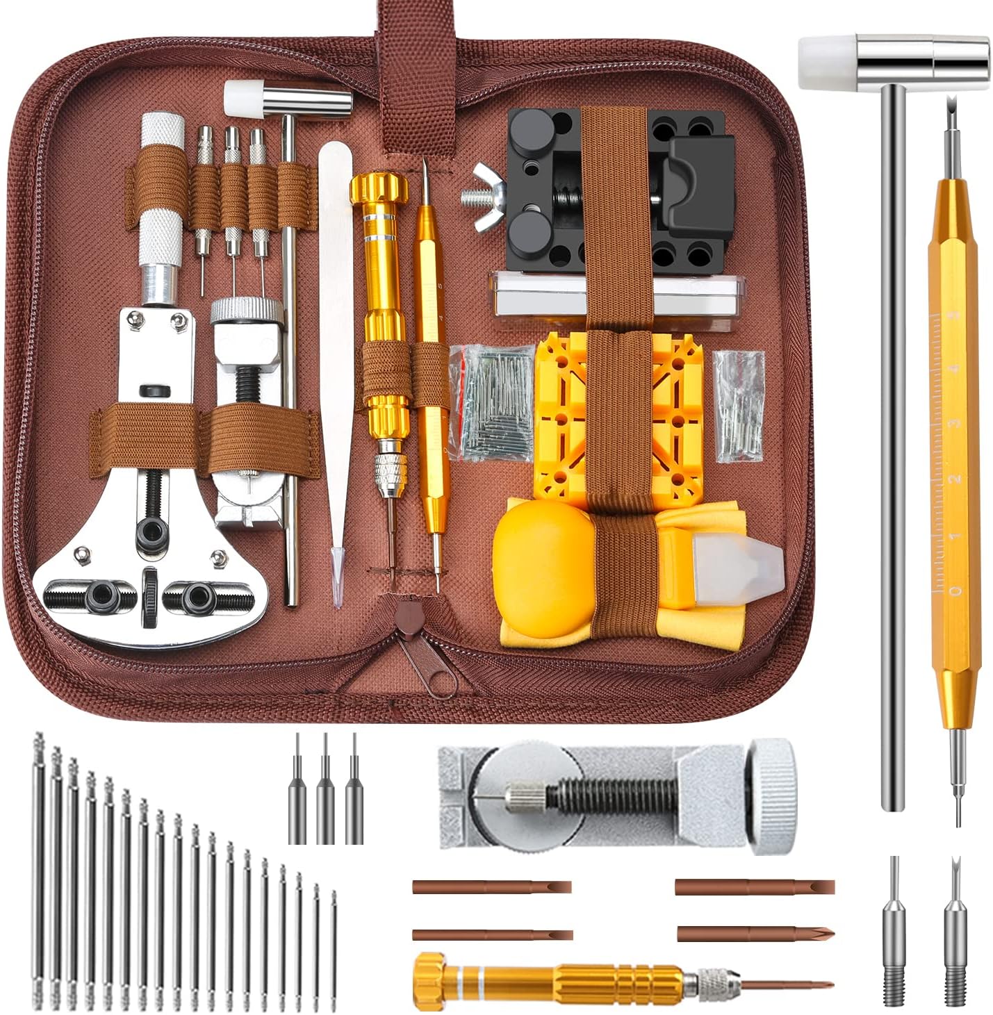 SOONAN 149pcs Ensemble Kit de Réparation de Montre, D'outils De Barre De Ressort Professionnel, Outil De Réparation Professionnels Outils De Réparation De Montres De Précision