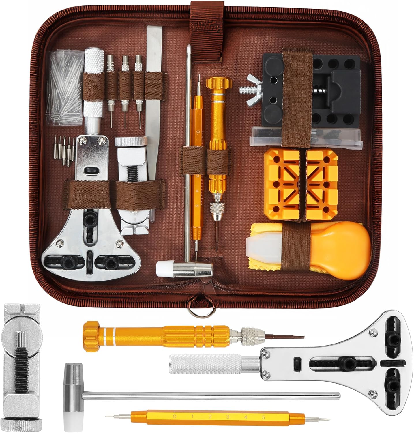 CAIXINYI Kit Montre, Kit Changement Pile Montre (149 pièces), Outil Montre pour réparer Les Piles et Bracelets de Montres, Ouvre Montre, Extracteur de Stylo, Tournevis et Autres Outils Kit Horlogerie