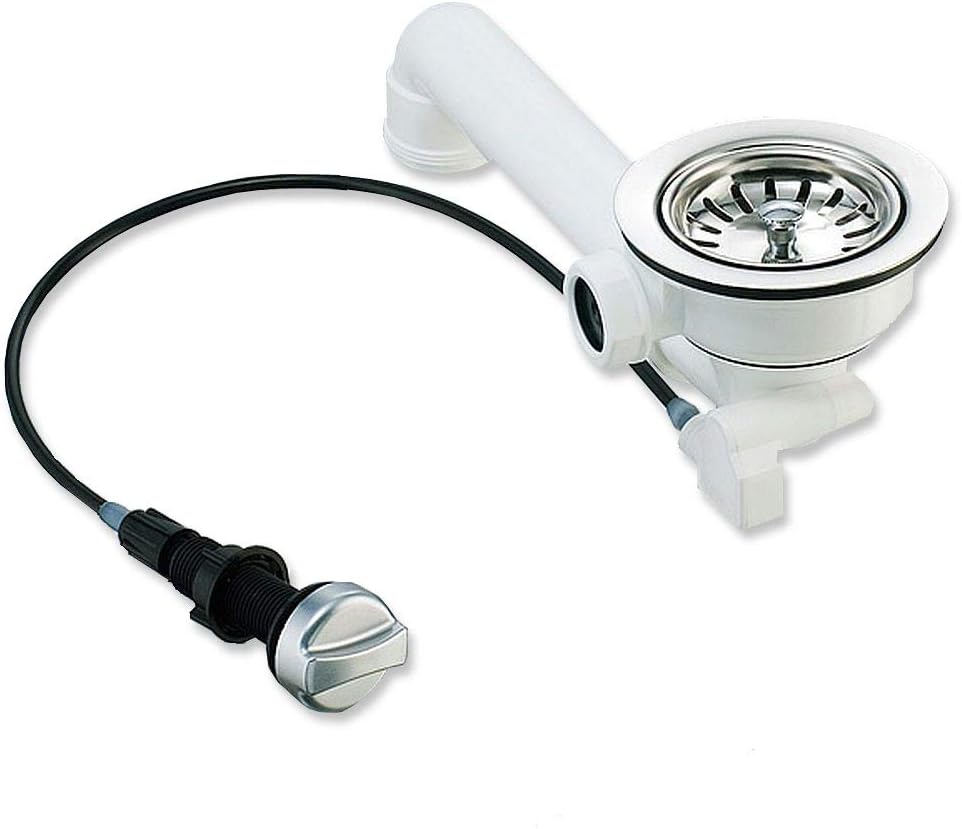 Kit d'évacuation universelle pour gagner de la place, pour robinet d'évier à coulisse, 114 mm (vanne de 8,89 cm) avec sortie de trop plein