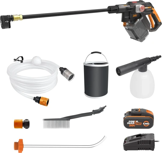 Nitro 18V(20V Max) Nettoyeur Haute Pression sans Fil Hydroshot WG633E.1, PowerShare, Nettoyage de Terrasse Lavage de Voiture, Max - 56 Bar, 220L/H Batterie 4.0Ah et Chargeur