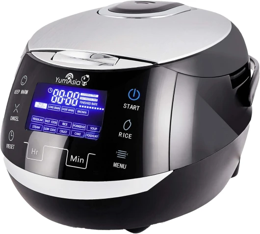 Sakura Cuiseur à riz avec bol en céramique et logique floue avancée, (8 tasses, 1,5 litre), 6 fonctions de cuisson du riz, 6 fonctions multicuiseur, écran LED Motouch, 220-240V Noir et argent