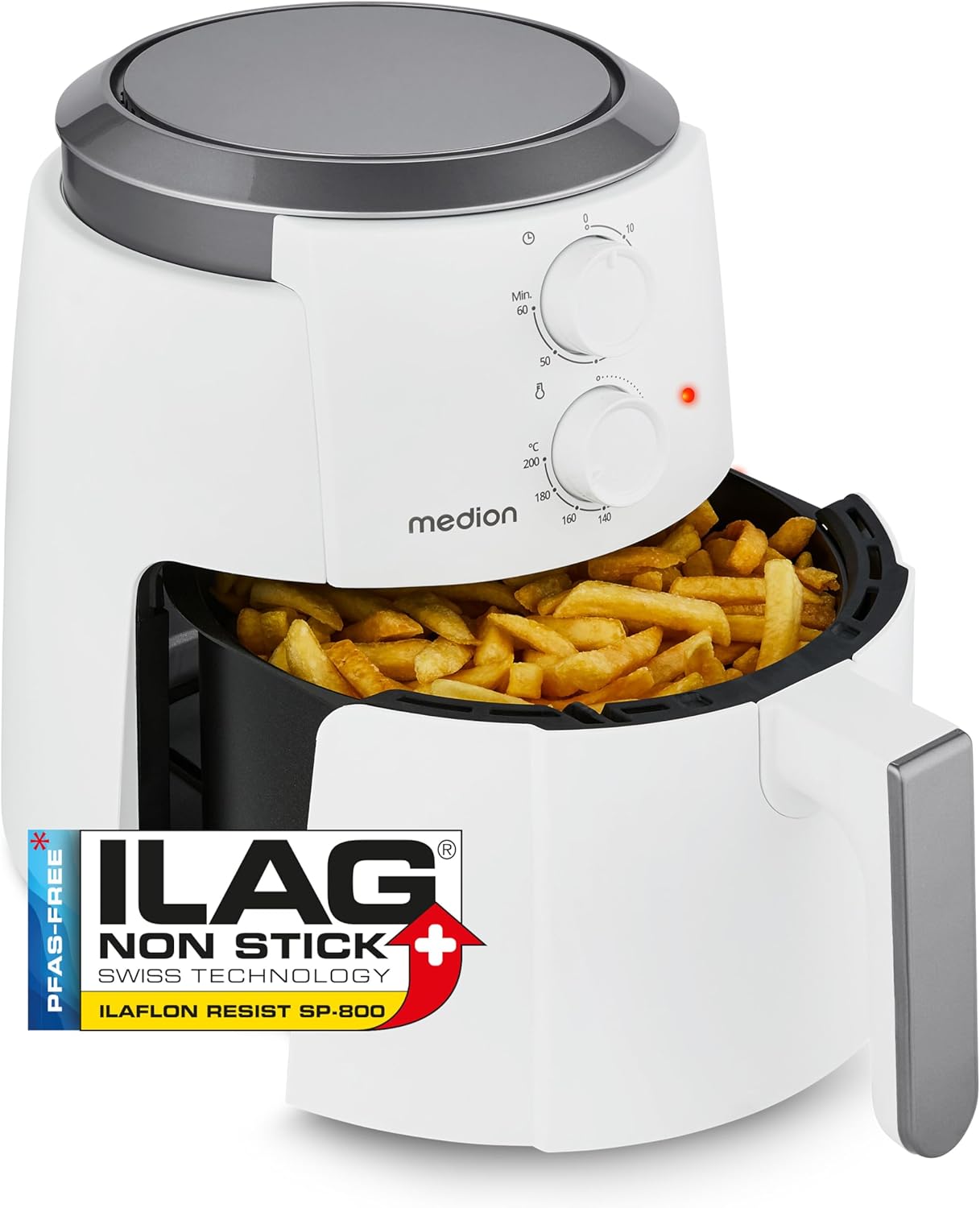 Air Fryer P30 L (4,7 L, 1500 W, petit et facile à utiliser avec les boutons rotatifs, minuteur de 60 min, jusqu'à 200°C) noir