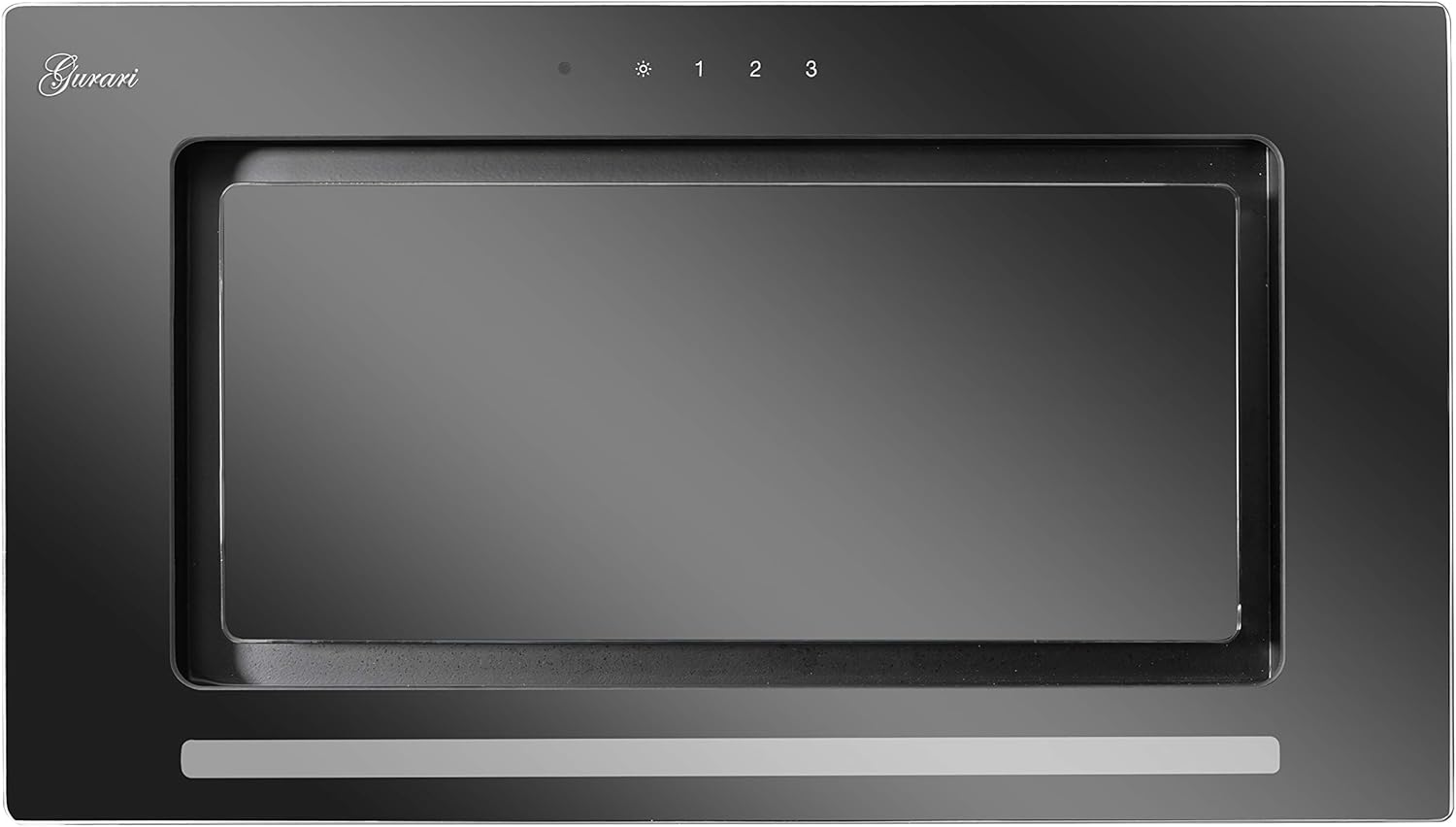 Gurari GCH 217+Filtre à charbon, Hotte Intégrée Groupe filtrant,1000 m³/h,52 cm,Evacuation,3 Vitesses,LED Eclairage,Noir Verre,Télécommande, TouchControl, intégrée,Hotte aspirante de plafond,encastrée