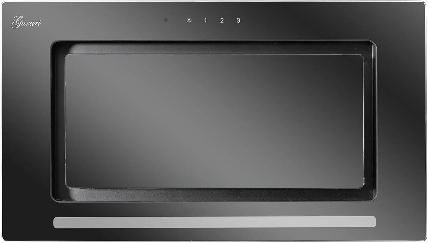 GURARI Hotte de plafond GCH E 217 70 BL Prime+Filtre à charbon, Hotte aspirante 70 cm,Verre noir, 1000m³/h,Aspiration très puissante, 3 niveaux,Aspiration/évacuation d'air