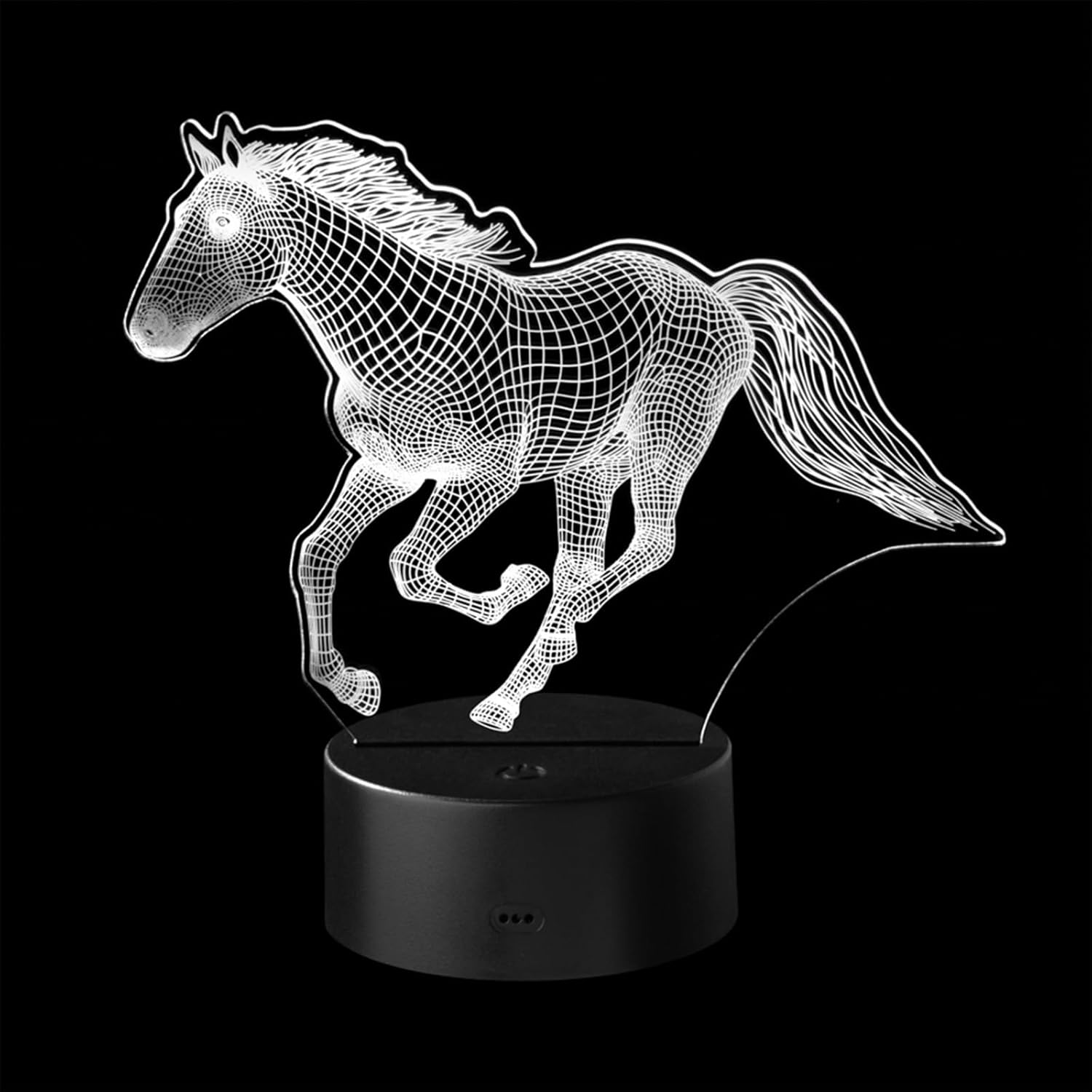 Fanimyholy 3D Lampe Cheval, Veilleuse Cheval pour Enfant, Veilleuses pour Enfants, 16 Couleurs à Commutation Libre, Alimentation par USB et Batterie, Interrupteur à Effleurement, Cadeau Surprise pour
