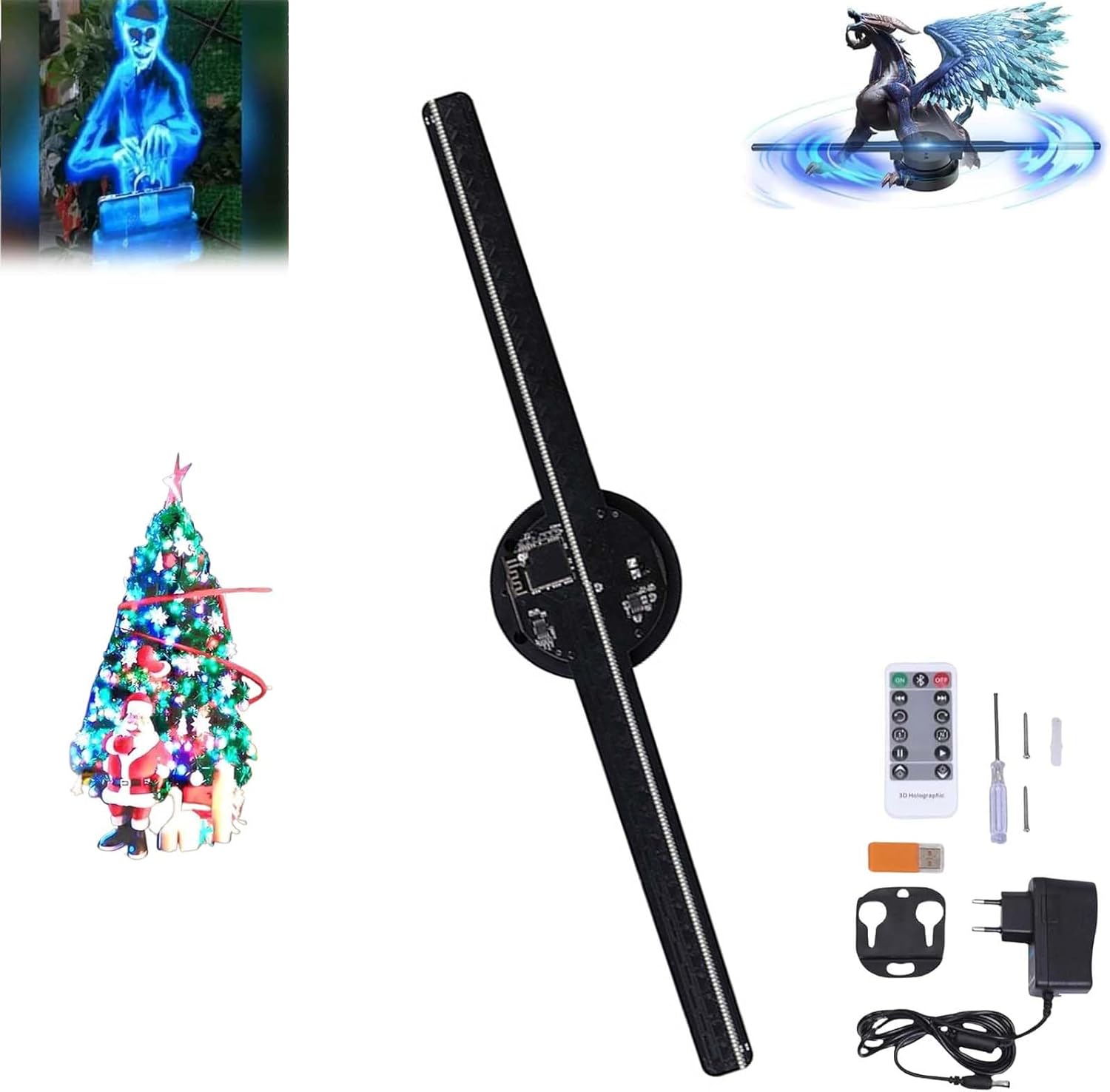 Projecteur Holographique LED 3D 16,5" - Arbre de Noël et Affichage Publicitaire pour Magasin, Bar, Fêtes et Événements (1 Set)
