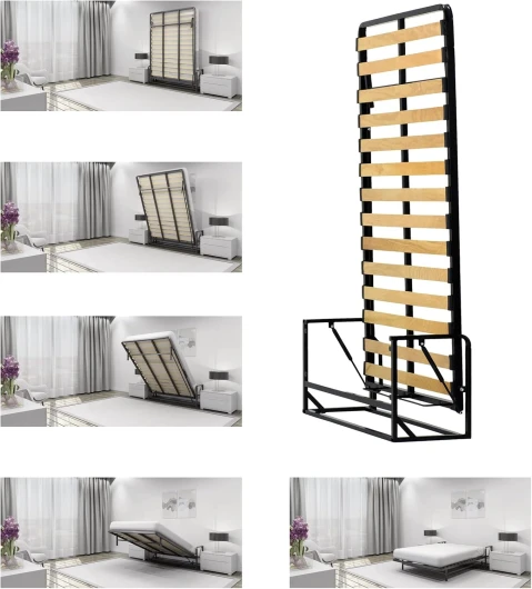 Wallbedking - Lit Escamotable 1 Place - 120cm x 190cm - Lit Mural Rabattable - Vertical - Classique 120 x 190 Traditionnel