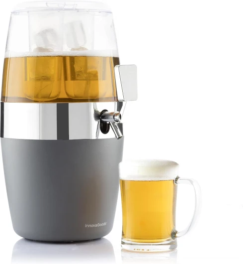 Distributeur de bière 4L, Fontaine alcool réfrigérante, Machine à jus de fruits et cocktails, Idéal décoration de réfrigérateur, Transparent, 22 x 26 x 41 cm, ABS Distributeur 4L