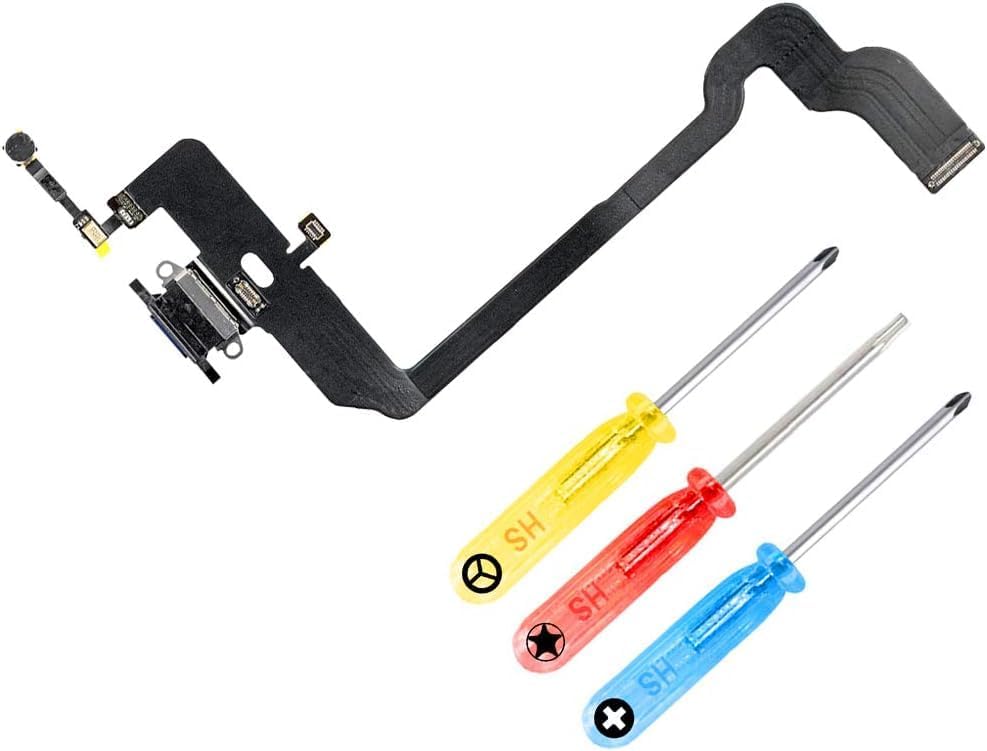 Connecteur de Charge Compatible avec iPhone XS - 5.8 inch - 2018 - Dock Connector - Câble Nappe de Rechange - avec Jack Audio/Microphone/Antenne Remplacement - INCL - Tournevis - Gris 1x Gris