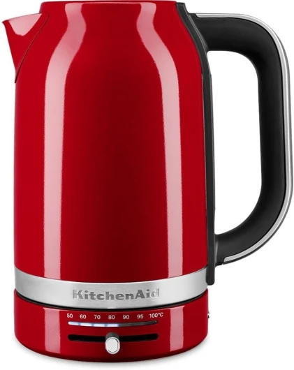 Bouilloire Électrique avec Temperature Réglable de 50 à 100°C - 5KEK1701EER - Vintage Design en Inox - Avec Filtre Anticalcaire Amovible - Capacité de 1,7 L - 2400 W - Rouge Empire