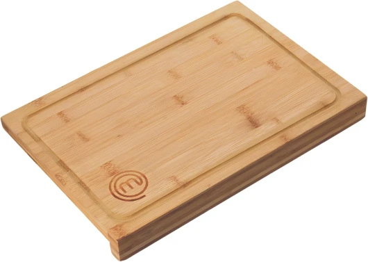 Planche à découper en bois, planche de cuisine en bambou, pour viande, jambon, pain, fromage, avec rainure et bord à jus, naturelle, durable, 38,5 L x 26,5 L x 2 H avec Rebord Unique