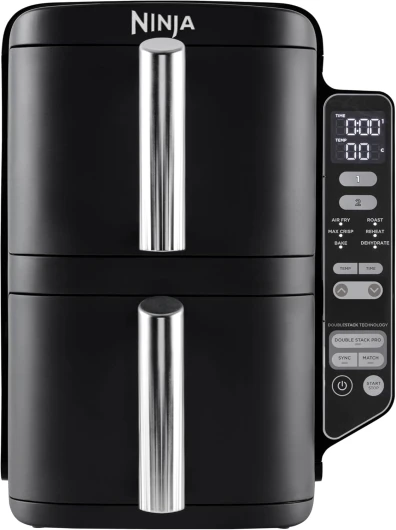 Double Stack AirFryer, Friteuse verticale sans huile à 2 tiroirs, 4 niveaux cuisson, 2 tiroirs et 2 grilles, design compact, capacité de 7,6L, 6 fonctions de Cuisson, 6 portions, gris SL300EU 7.6L Tiroir double empilable Gris
