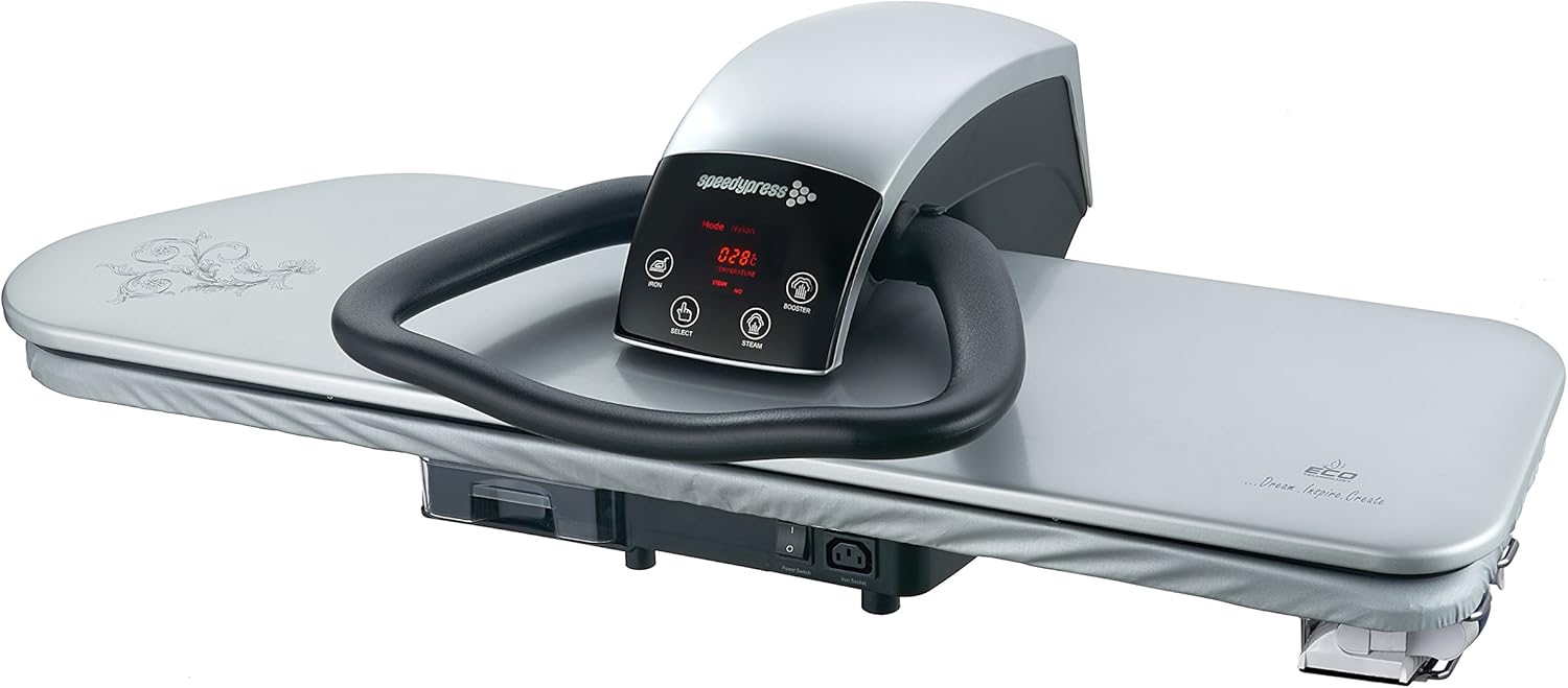 Presse à Repasser à Vapeur 101HD Professionnelle 101cm - Argent (+ Filtre à Eau Anti-Écaillement Gratuit, Couverture de Rechange et Sous-Feutre en Mousse)