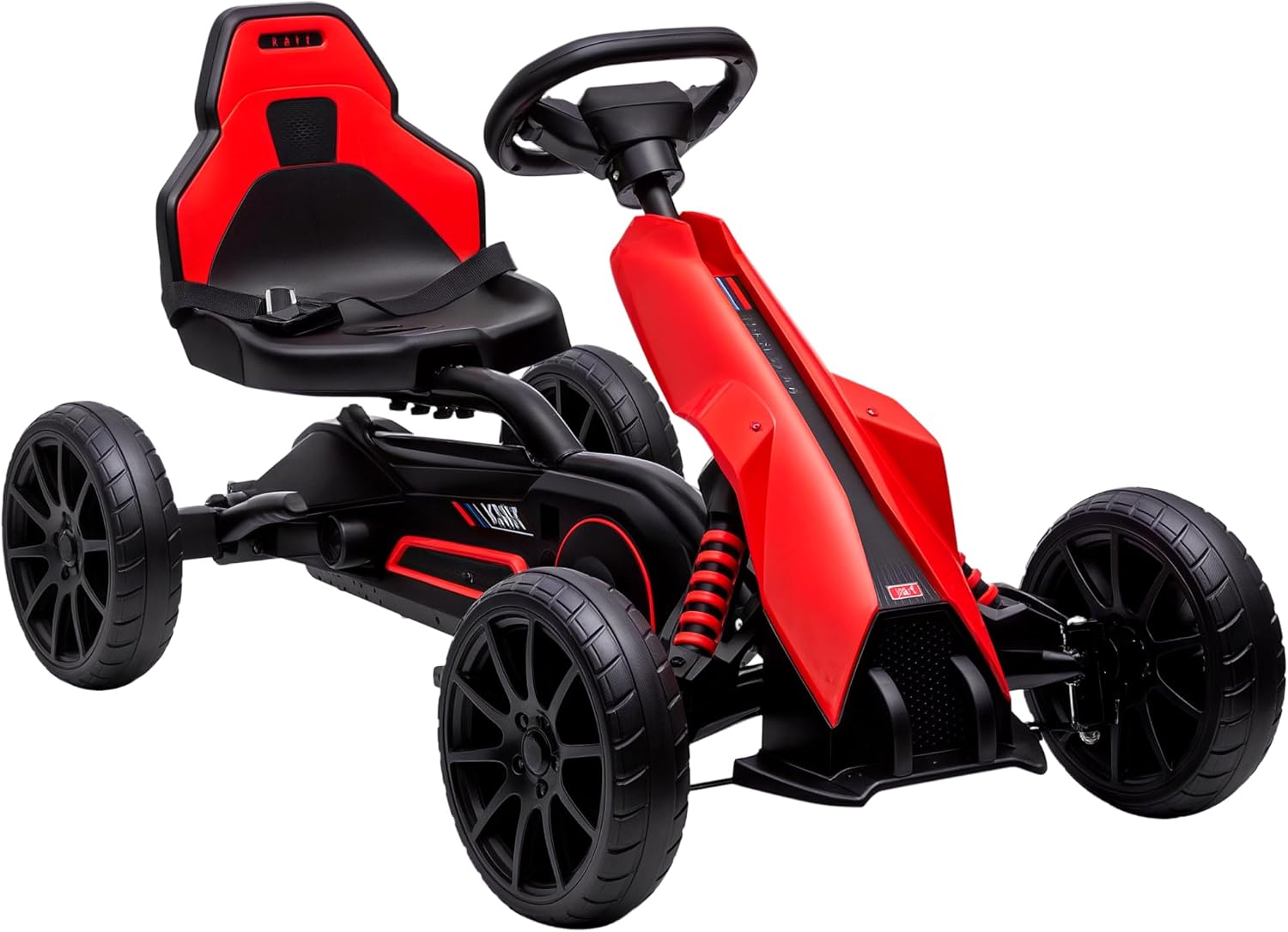 Kart à pédales pour Enfants, go-Kart pour Enfant, avec siège Ajustable 4 Positions, Roues en EVA Silencieux, 100 x 58 x 58,5 cm, vélo et véhicule pour Enfants, Rouge et Noir