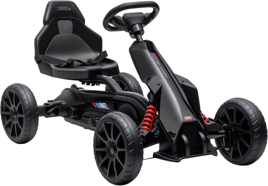 Kart à pédales pour Enfants, go-Kart pour Enfant, avec siège Ajustable 4 Positions, Roues en EVA Silencieux, 100 x 58 x 58,5 cm, vélo et véhicule pour Enfants, Noir