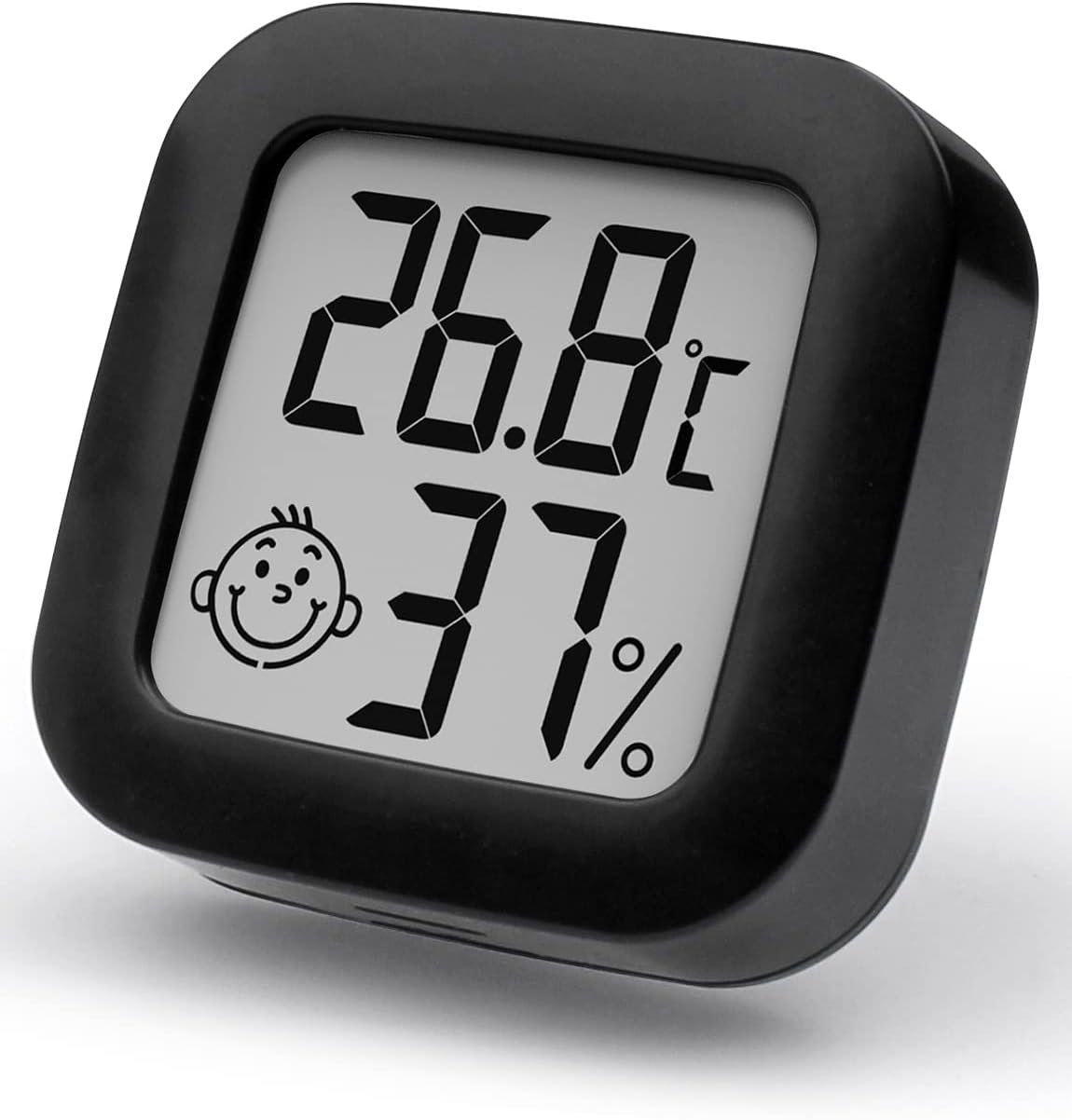 Mini Thermomètre Hygromètre Intérieur Digital à Haute Précision, Moniteur de Température et Humidimètre, Thermo Hygromètre Indicateur du Niveau de Confort (Noir, 4,3cm*4,3cm) 4.3cm*4.3cm Noir 1